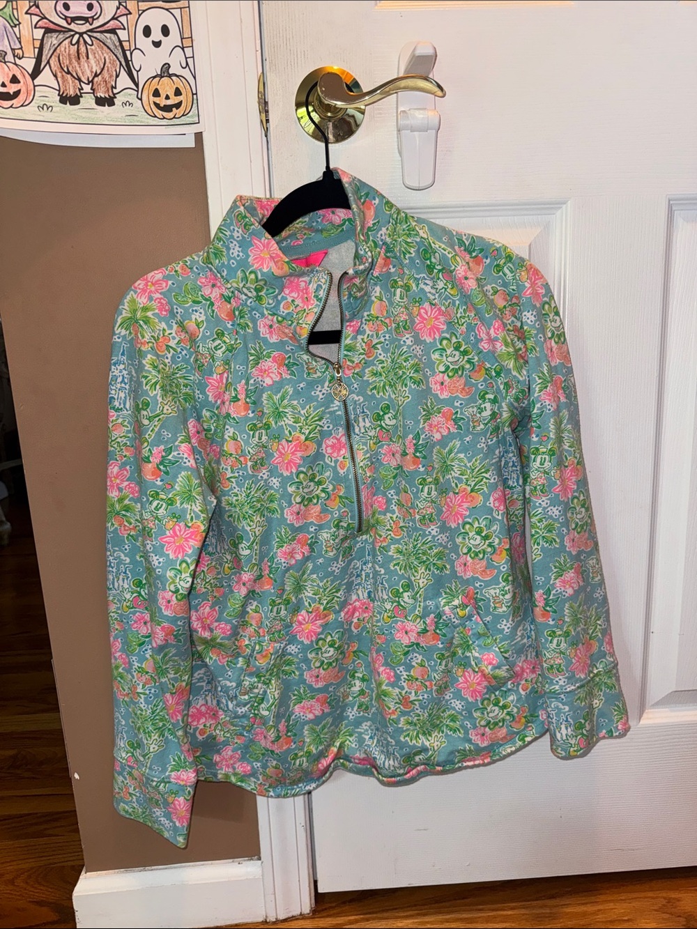 Lilly Pulitzer Floral Quilted Jacket - Pink & Green on Light Blue